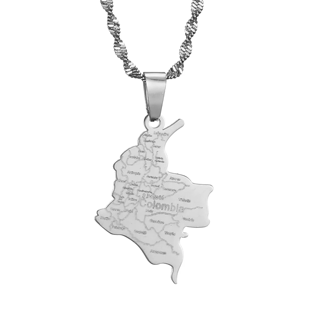 Colombia Pendant Chain for Women Girls Stainless Steel Country Map Jewelry Colombia