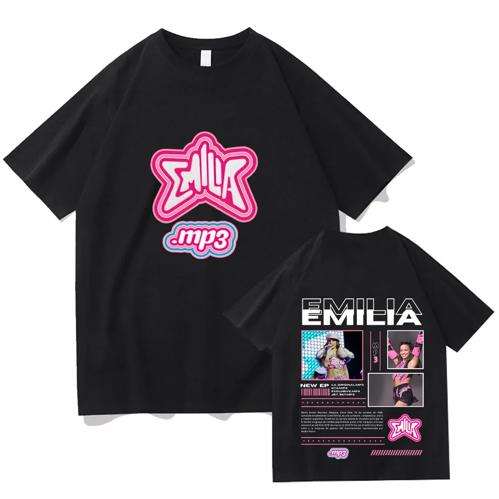 Emilia Mernes MP3 T-shirt Men\'s Fashion Vintage Short Sleeve Tshirt Oversized  Hip Hop Cotton Tees Top Men Women Casual Clothing