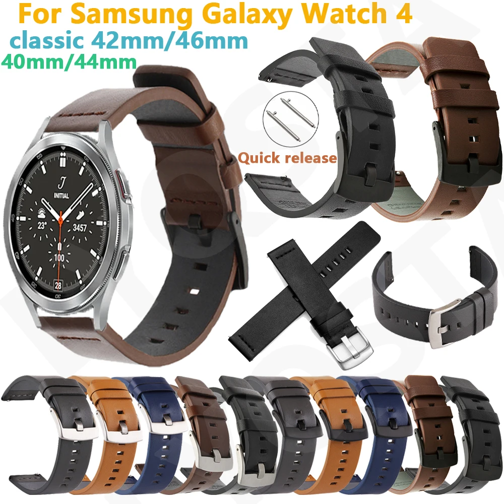 

NEW 20mm Smartwatch Soft Leather Band For Samsung Galaxy Watch4 40 44mm Watch 4 Classic 42 46mm Wantchband Wrist Strap Bracelet