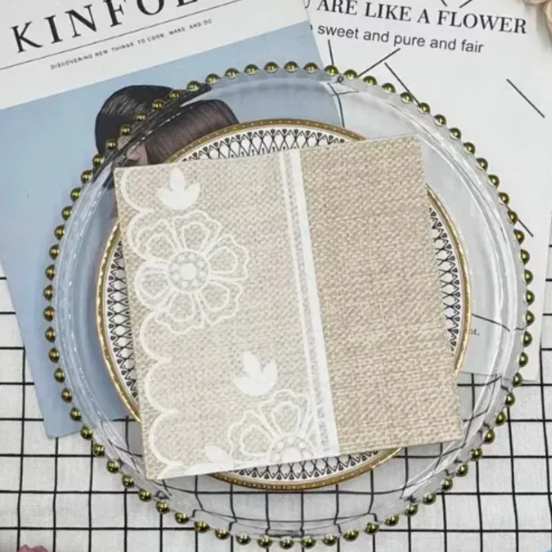 20pcs 33cm 2-Ply Colourful Printed Napkin Lace Element Linen Pattern Disposable Wine Glass Flower Paper Placemat DIY Decoupage