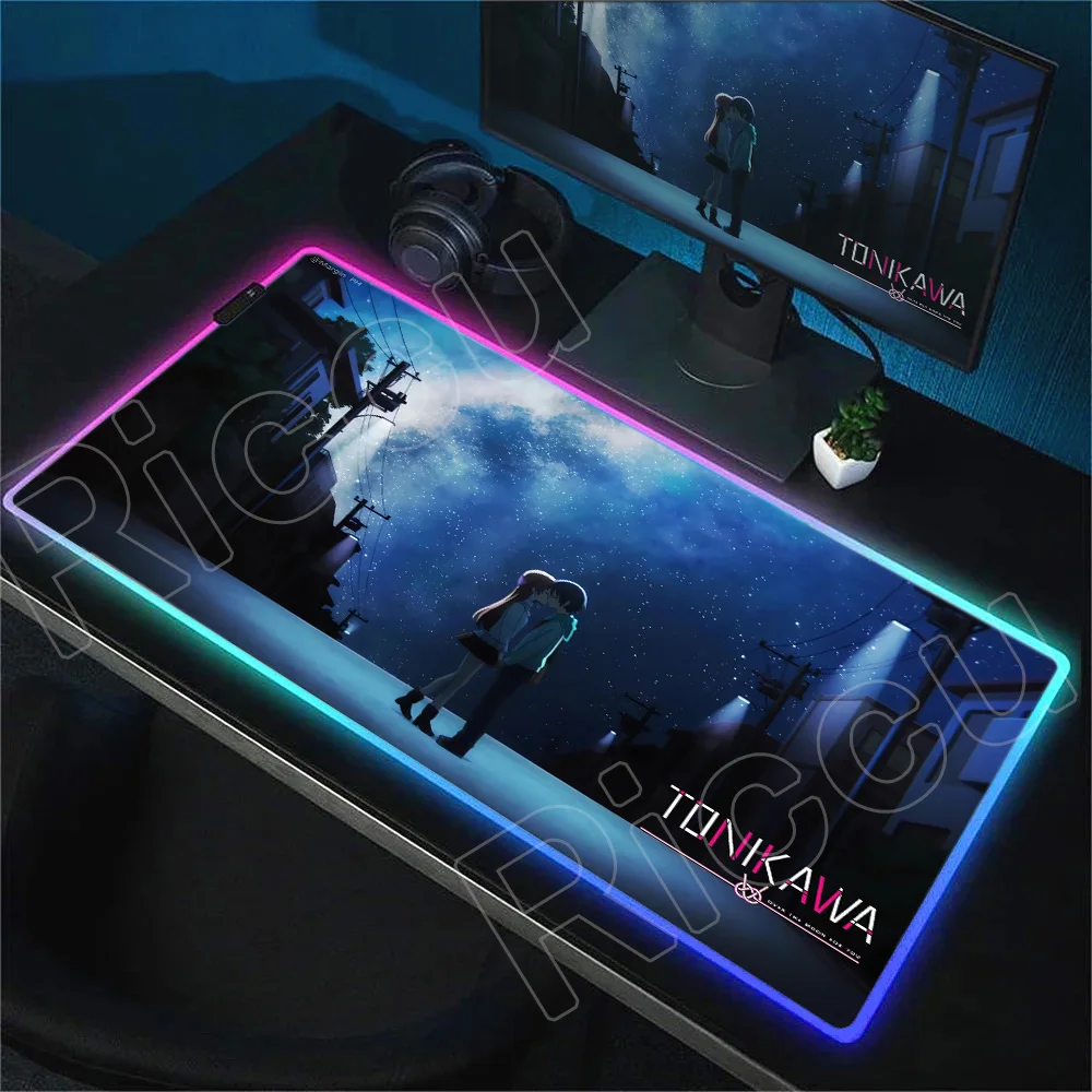 

RGB Desk Mat Kawaii TONIKAWA: Over The Moon for You Anime Cute Girl Yuzaki Mouse Pad Gaming Office Non-slip PC Keyboard Mousepad