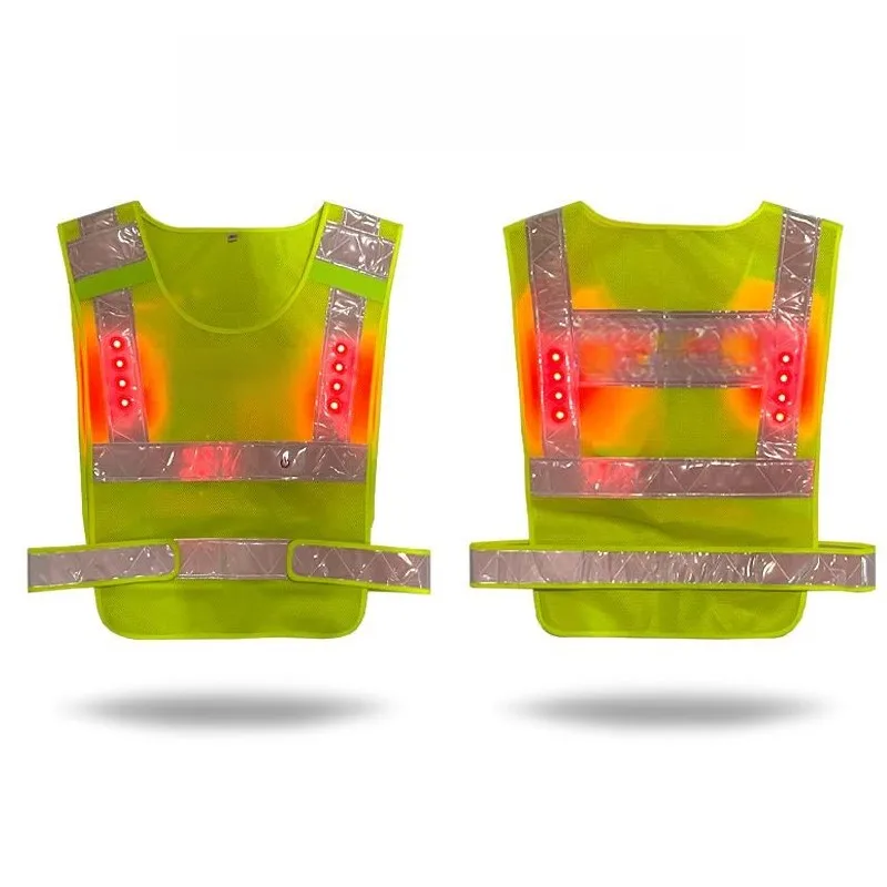 TA-A02 LED With Light Reflective Vest Charging Light Transport Safety Construction Light Vest Breathable Mesh Cloth