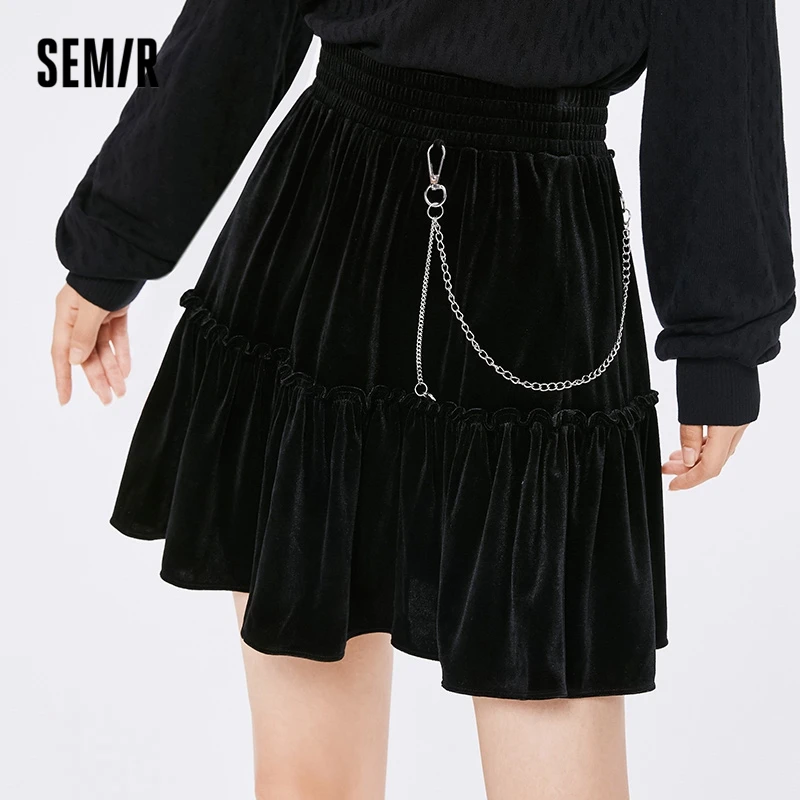 Semir 2023 Women Skirt Loose Texture Skirt Women Stringy Selvedge Cake Skirt Playful Sweet Cool Skirt for Women