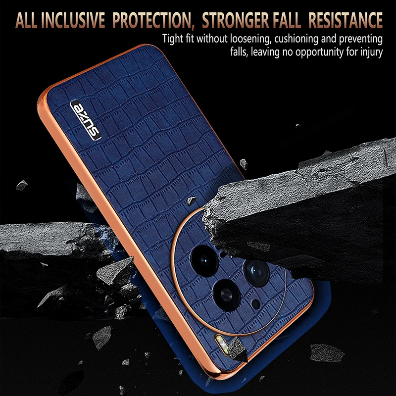 Luxury Crocodile Leather Back Cover For vivo X200 Pro V2413 shockproof Electroplat Frame Phone Case For vivo X200 V2415A, V2405A