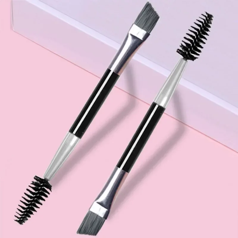 Eyebrow Eyeliner Brush Spoolie Brush and Angled Brow Brush Eyelash Brush Professional Double Head Eyes Makeup Tools 1PCS