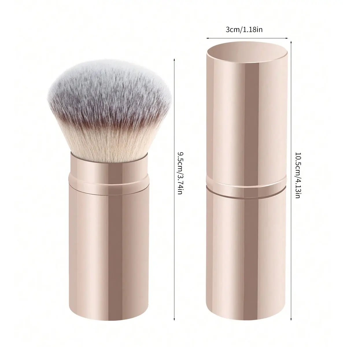 1pc profissional facial cabeça redonda escova retrátil, pincel de maquiagem, blush escova de fundação, pincel de pó solto, sintético