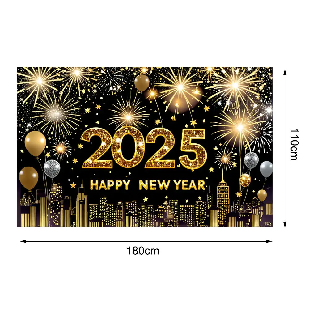 2025 Happy New Year Backdrops for Christmas Photography Decor Background Fireworks Celebrate Party Family Poster Photo Studio