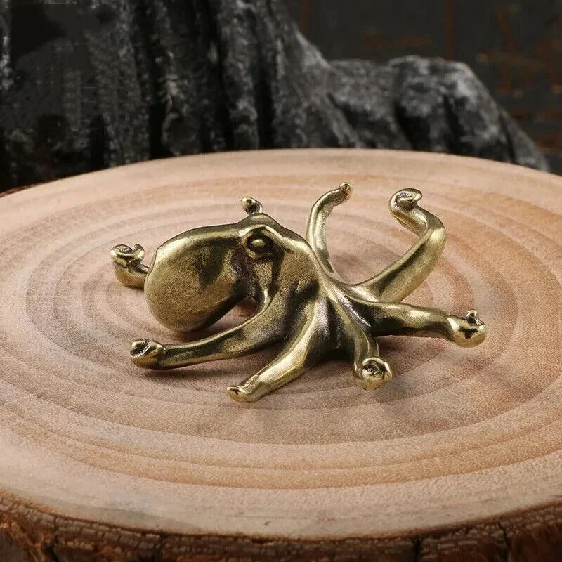 

Retro Octopus Figurines Miniatures Solid Brass Statue Tea Pet Ornament Lucky