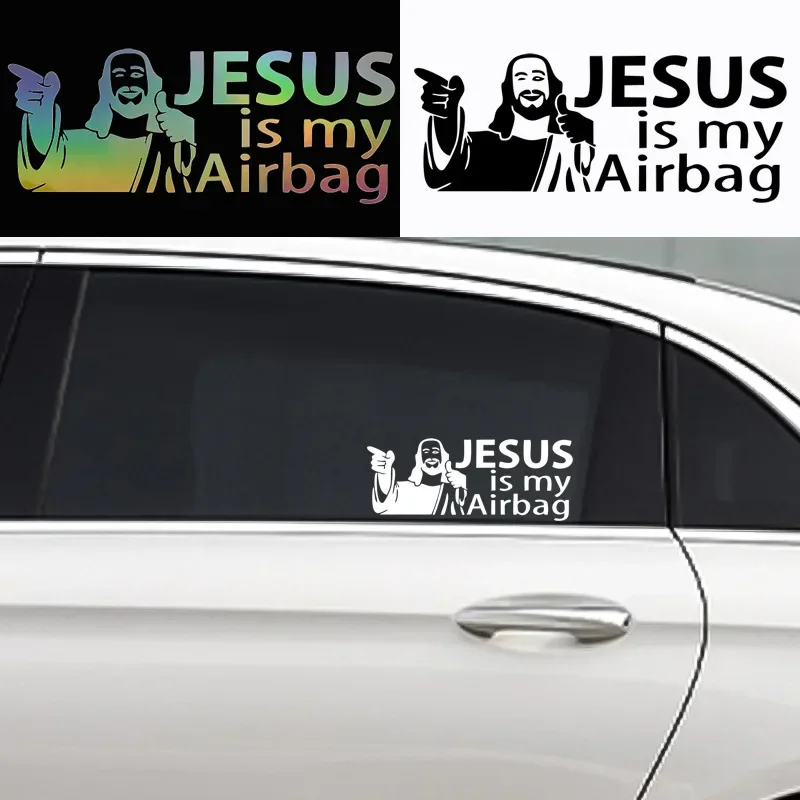 JESUS Is My Airbag Funny Car Sticker Auto Body Bumper Windows Motorcycle Laptop Walls Vinyl Film Decal Car Tuning Accessories