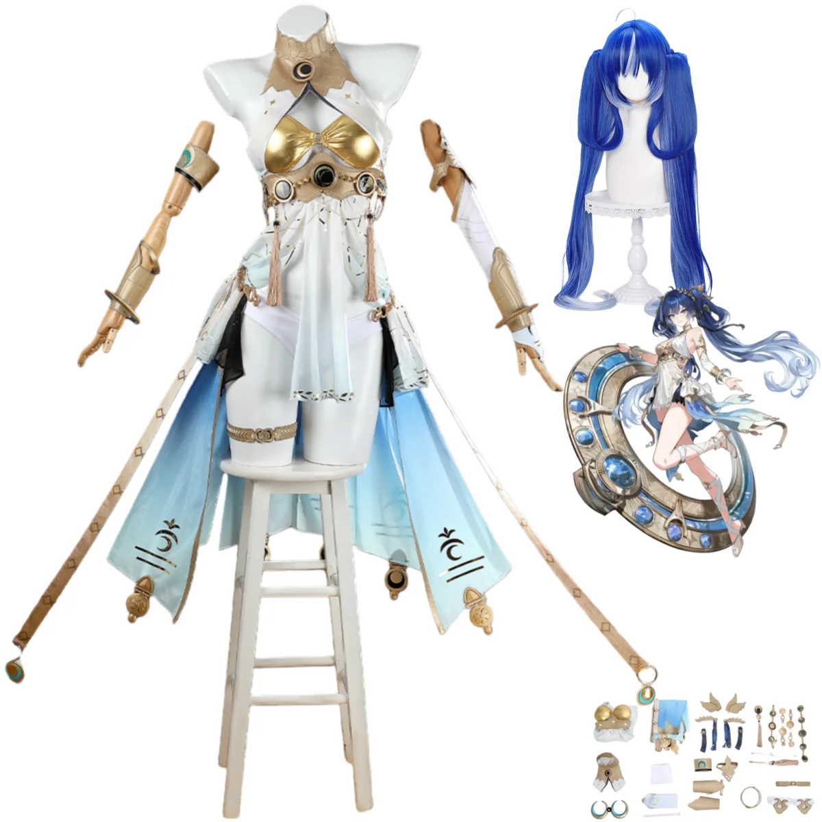 

Костюм для косплея по игре Wuthering Waves Iuno, парик Rinascita, экзотические аксессуары для платья, женский сексуальный традиционный праздничный наряд