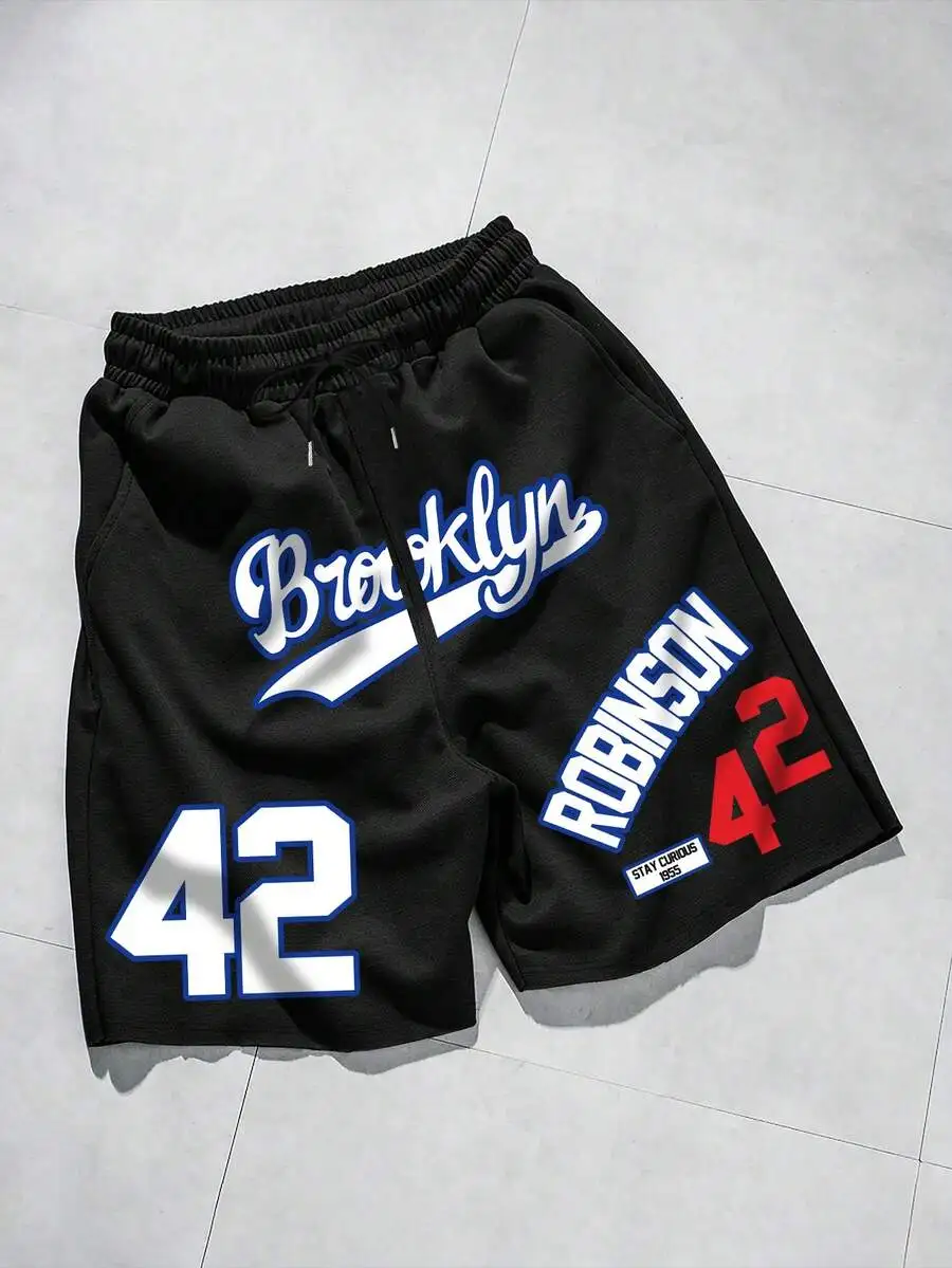 

Mens Baggy Basketball Shorts Featuring Script Logo And Number Print For Summer Casual Wear