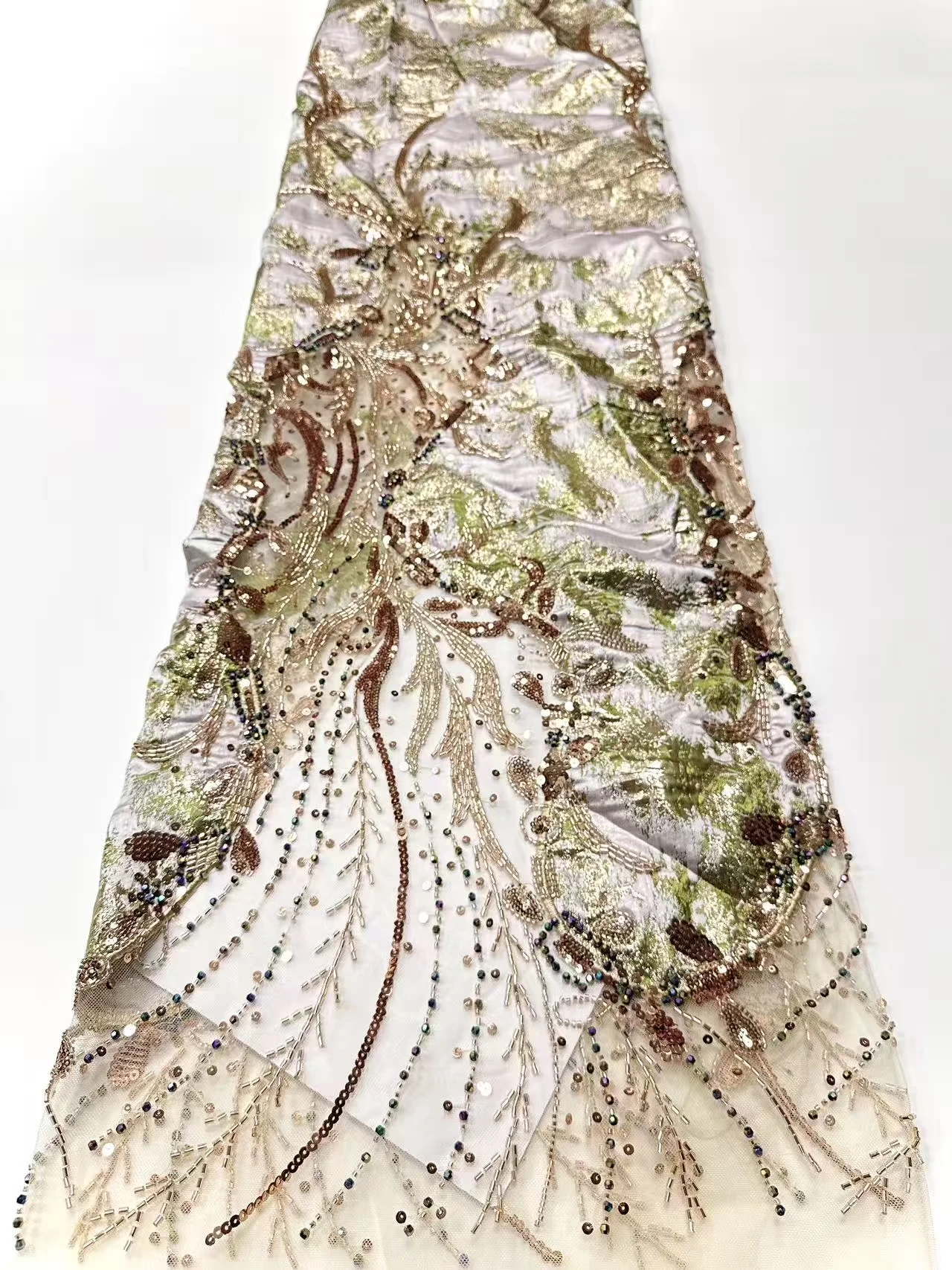 Pink African Sequins Beaded Lace Fabric High Quality Groom Wedding Bridal Embroidery French Tulle Dress Sewing 5 Yards 2032