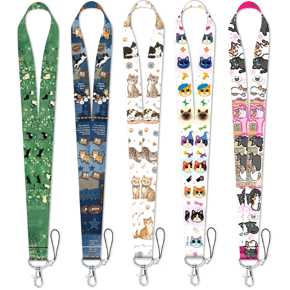 Cute Cartoon Cat Strap Keychain Kitten Pet Lanyard For Cars Motorcycles Key Anti-Lost Rope Fahion Accessories Gift for Friend
