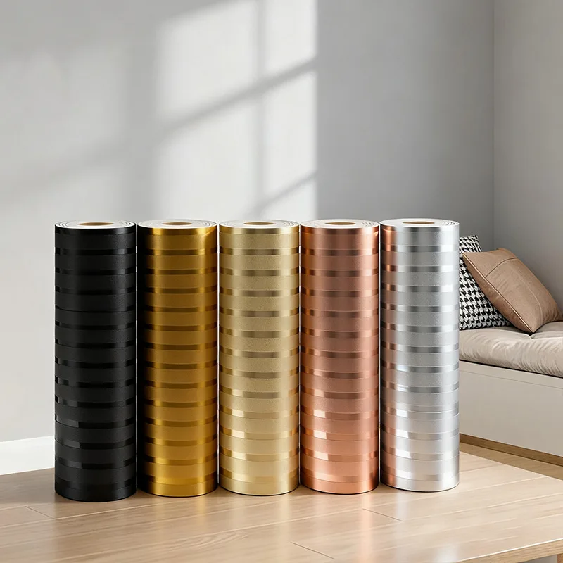 10 Rolls Gold Stripe Contact WallPaper Waterproof Self Adhesive Wallpaper for Home Decor Kitchen Bedroom 3D Full Wall Renovation