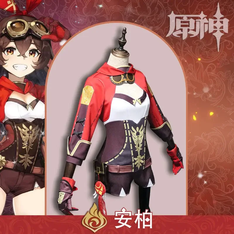 

Anime Game Genshin Impact Amber Cosplay Costume Wig Outfits Halloween Costume for Women Battle Suits