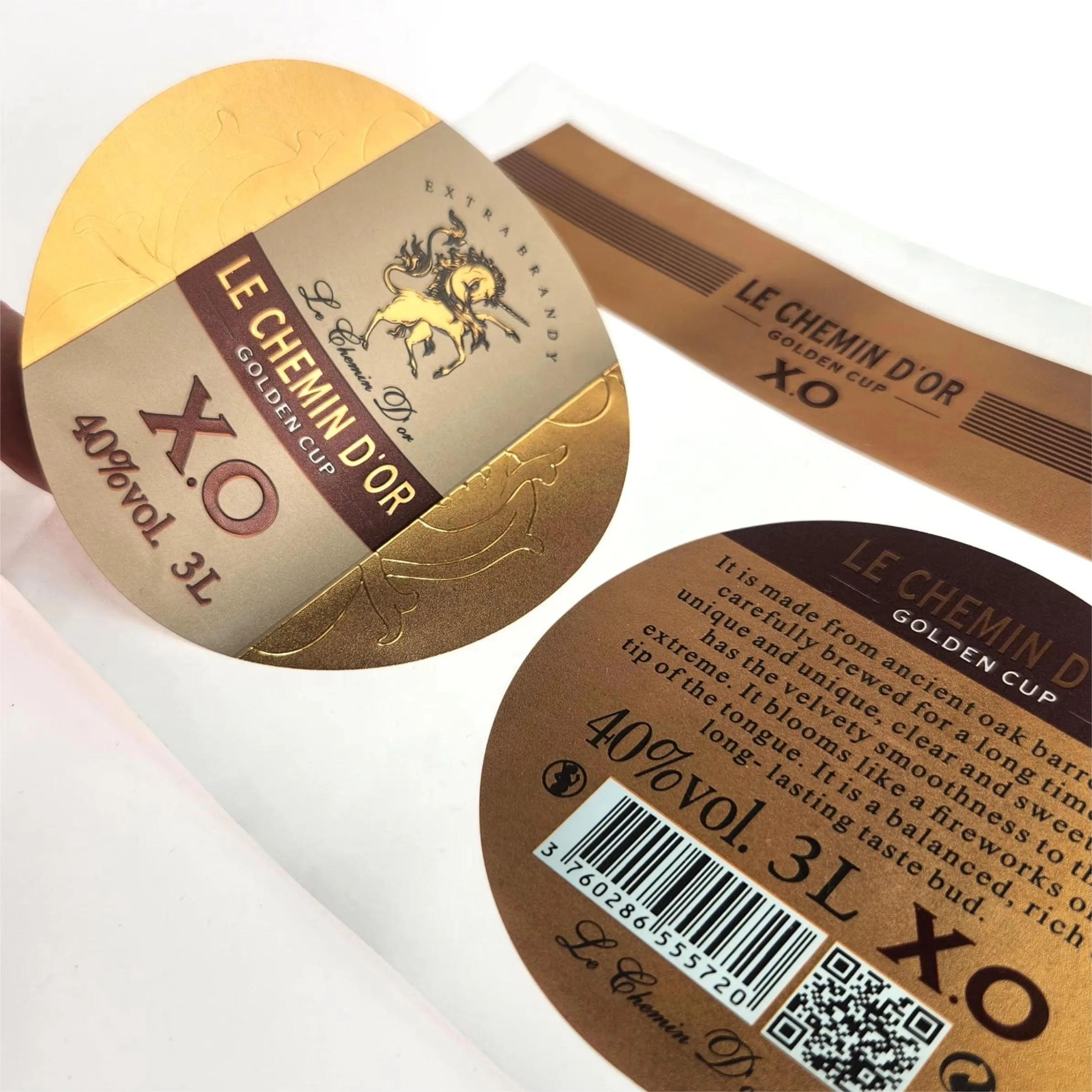 

OEM-этикетка из золотой фольги на заказ | 3D-тисненая наклейка | Этикетка для бутылок вина под частным виски