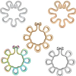 2Pcs Fake Septum Piercing Nipple Jewelry Stainless Steel Women Sexy Hollow Clips Nipple Ring Clamps Pierced Body Jewelry