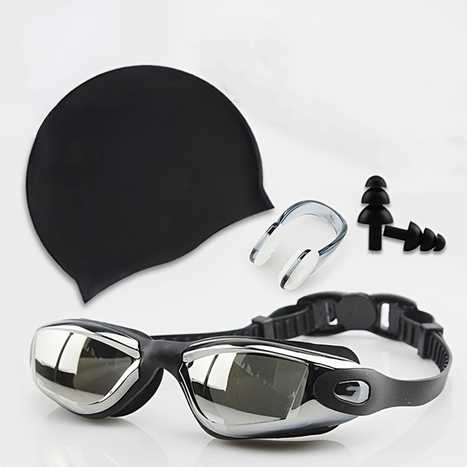 

Adult Swimming Goggles with Earplugs - Resin , UV Protection, Anti-Fog, Waterproof, Electroplated Lenses for Ages 14 & Up