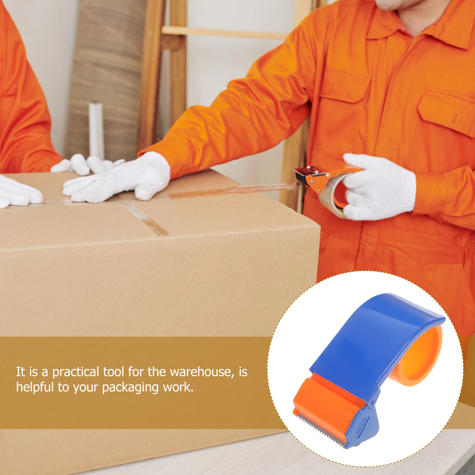 

2pcs Lightweight Handheld Tape Dispenser Packaging Sealing Cutter For Warehouse Supplies Heavy Duty Packaging Tool Stable Flat