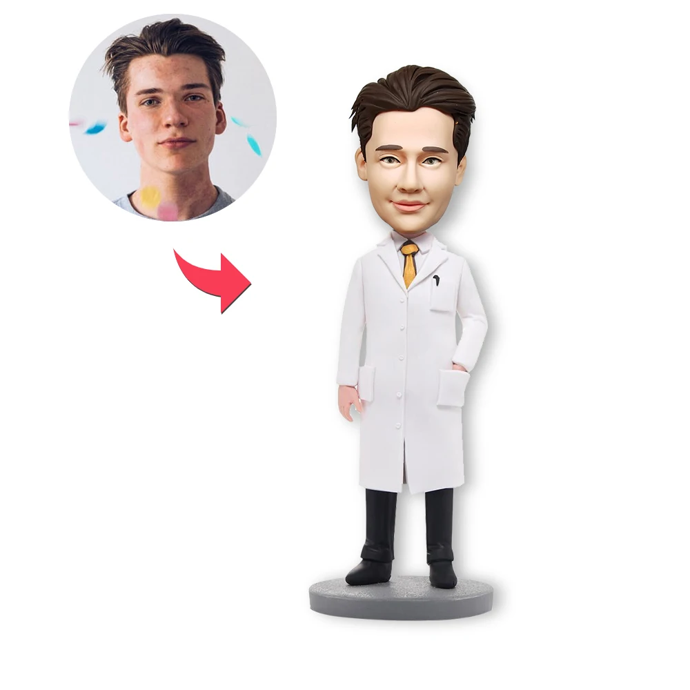 

Custom Bobblehead Figurine Personalized Customized Gifts for Doctor Nurse-Wise Man In Lab Coat Custom Bobblehead With Engraved