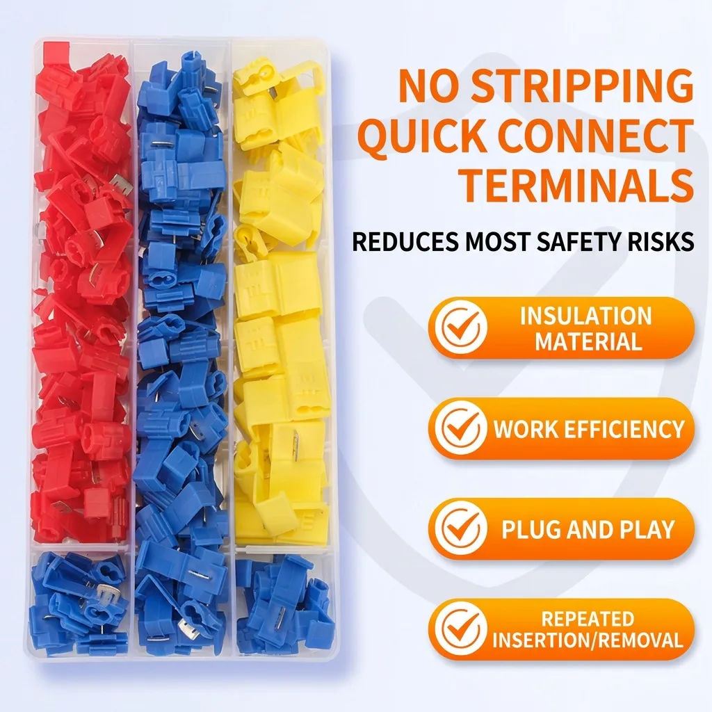 Solderless Quick Splice Snap Wire Connector Cold Pressed Insulated Electric Wire Lock Tap Crimp for Secure Electrical Connection