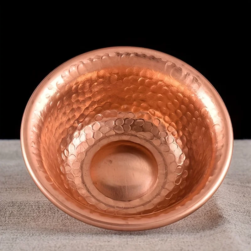 1Pcs,Relief Pure Copper Drinking Bowl Pure Brass Small Auspicious Holy Water Cup Buddhist 11cm Bowl Home\'s Gift Decorative