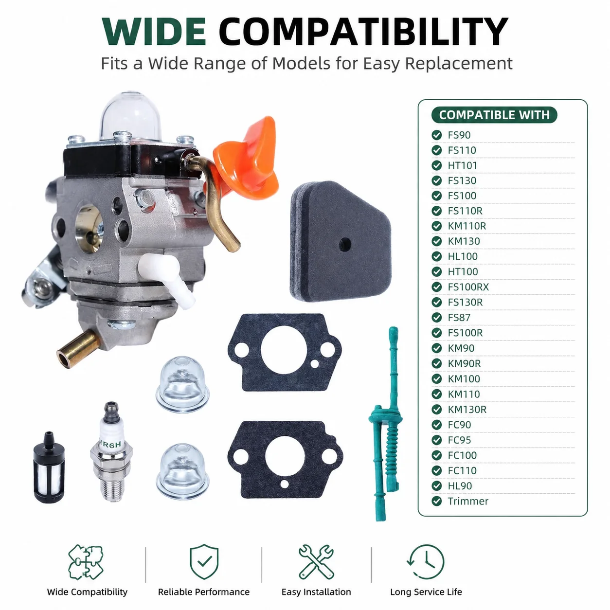 Kit de carburador C1Q-S174 C1Q-S131 con filtro de aire y bujía para desbrozadora Stihl FS90/100/110/130/87/100R FC90/95/110 HL90 HT101 KM90/110