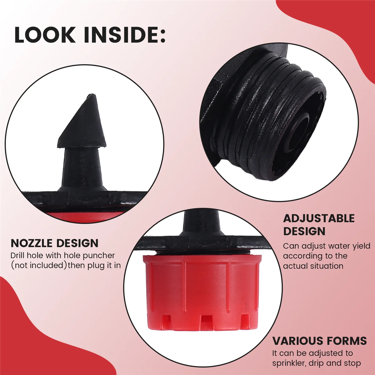 RIRI 200 Regulowane kroplowniki nawadniające z zestawem do nawadniania kroplowego do podlewania ogrodu