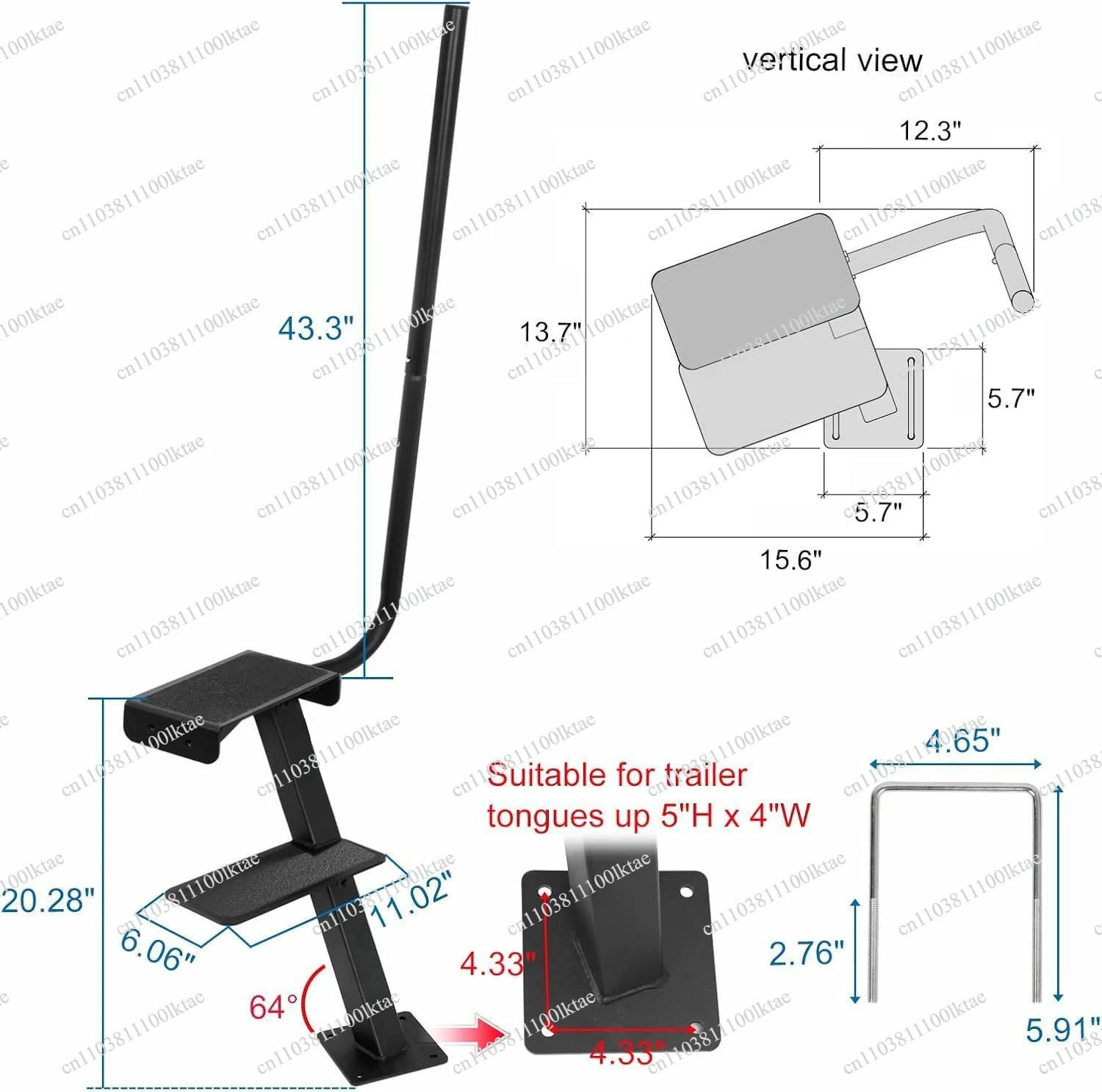 Professional Trailer Accessory, Heavy Gauge Steel Boarding Step with Powder Coating - Fits Deep V Hulls