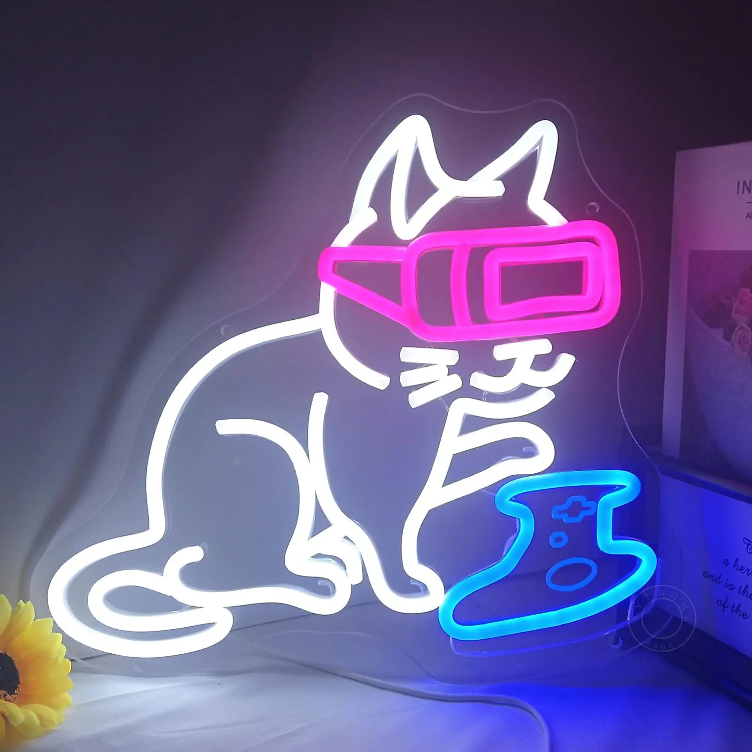 

Game Cat Neon Sign LED Neon Light Sign USB Dimmable for Gameroom Bedroom Livingroom Bar Party Wall Art Decoration Birthday Gifts