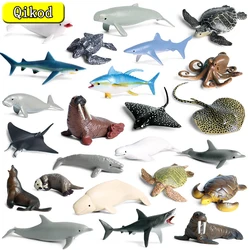 Sea Life Animals Dolphin Crab Shark Turtle Model Action Figures Ocean Marine Aquarium Miniature Cognition Education Toy for Kids