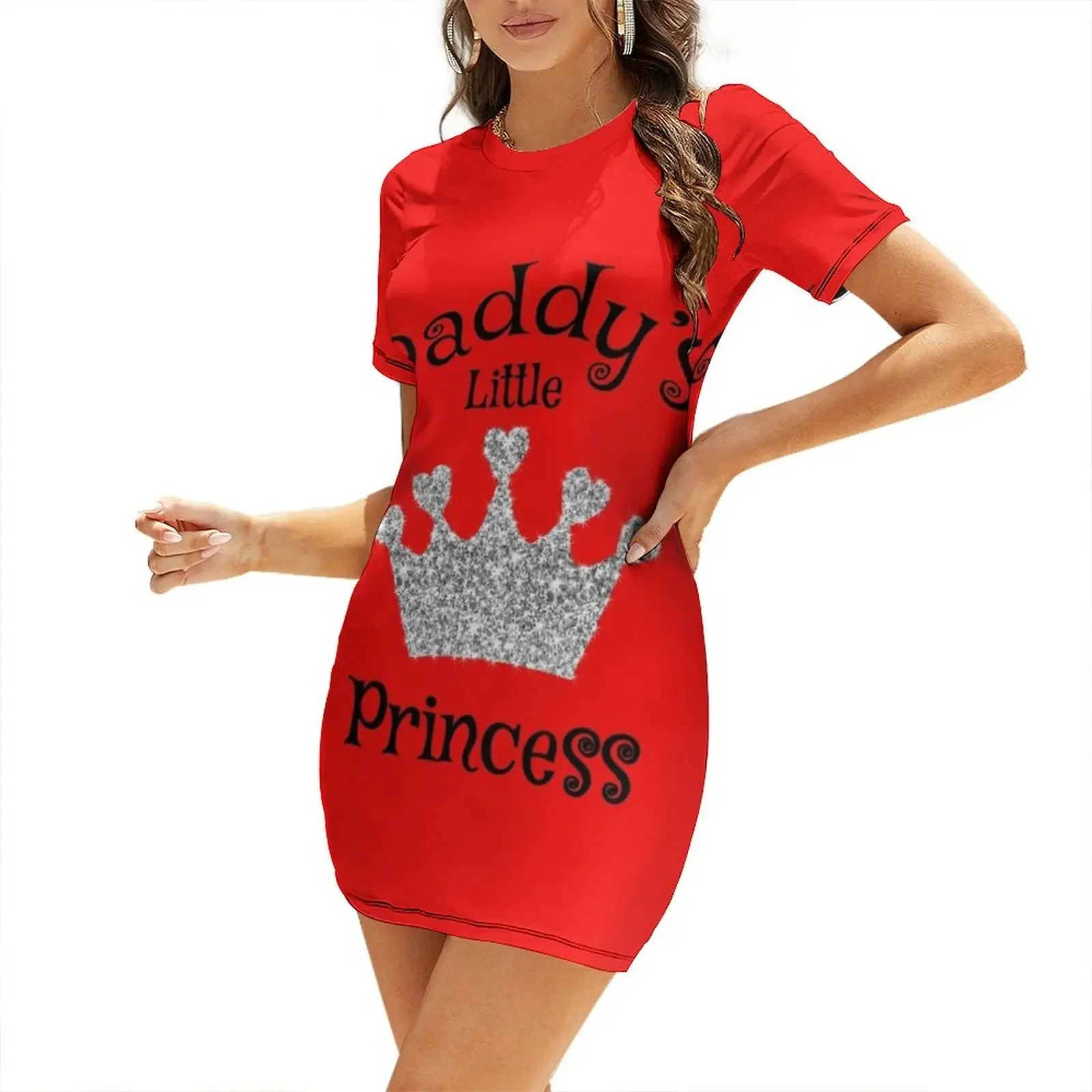 

Daddy's little princess- Silver Short-Sleeved Dress summer dresses ladies 2026 dress for women summer Woman fashion