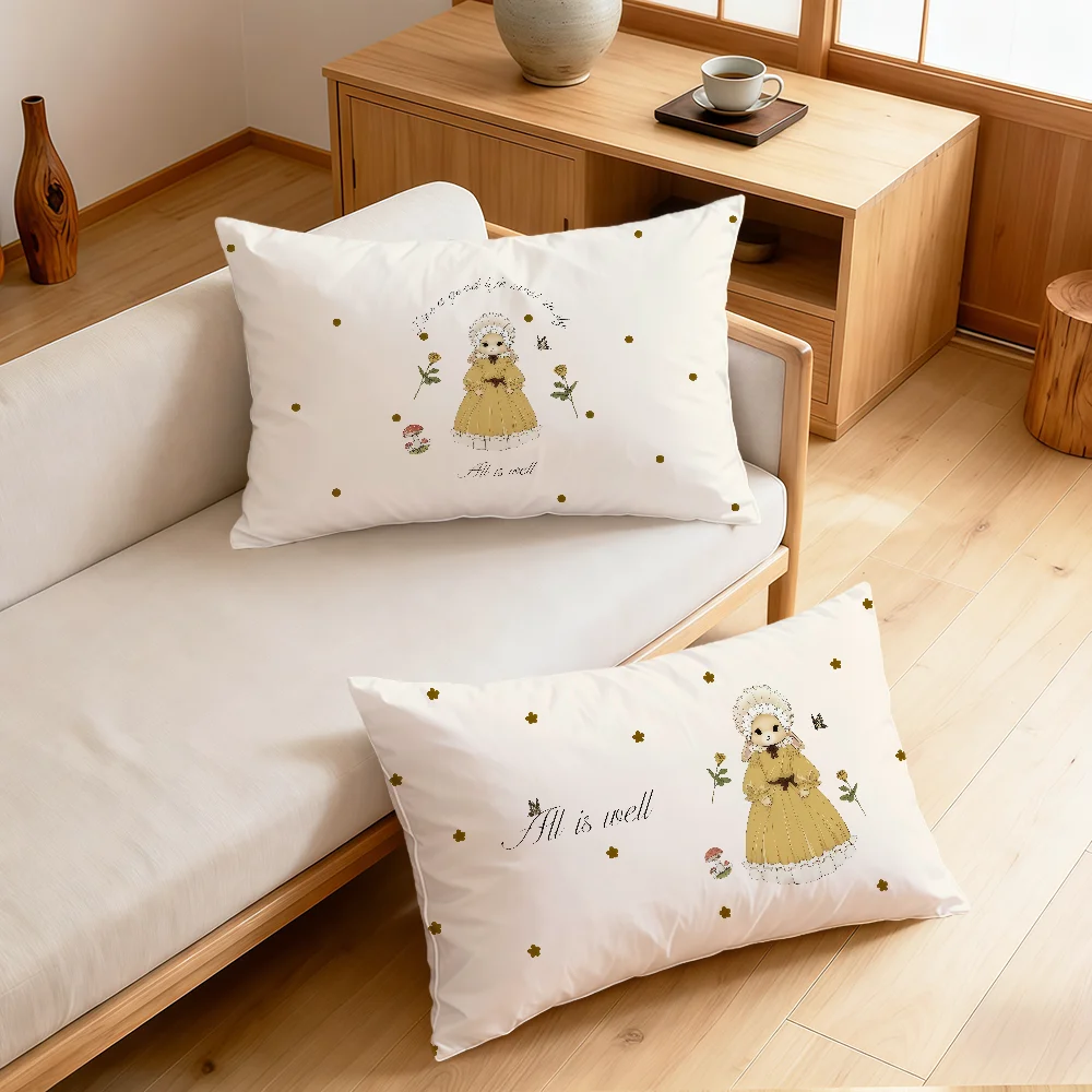 Fotografia 3: Capa de almofada retangular com estampa de coelho e flores, estilo retrô, para sofá, sala de estar, dormitório, cama, presente.