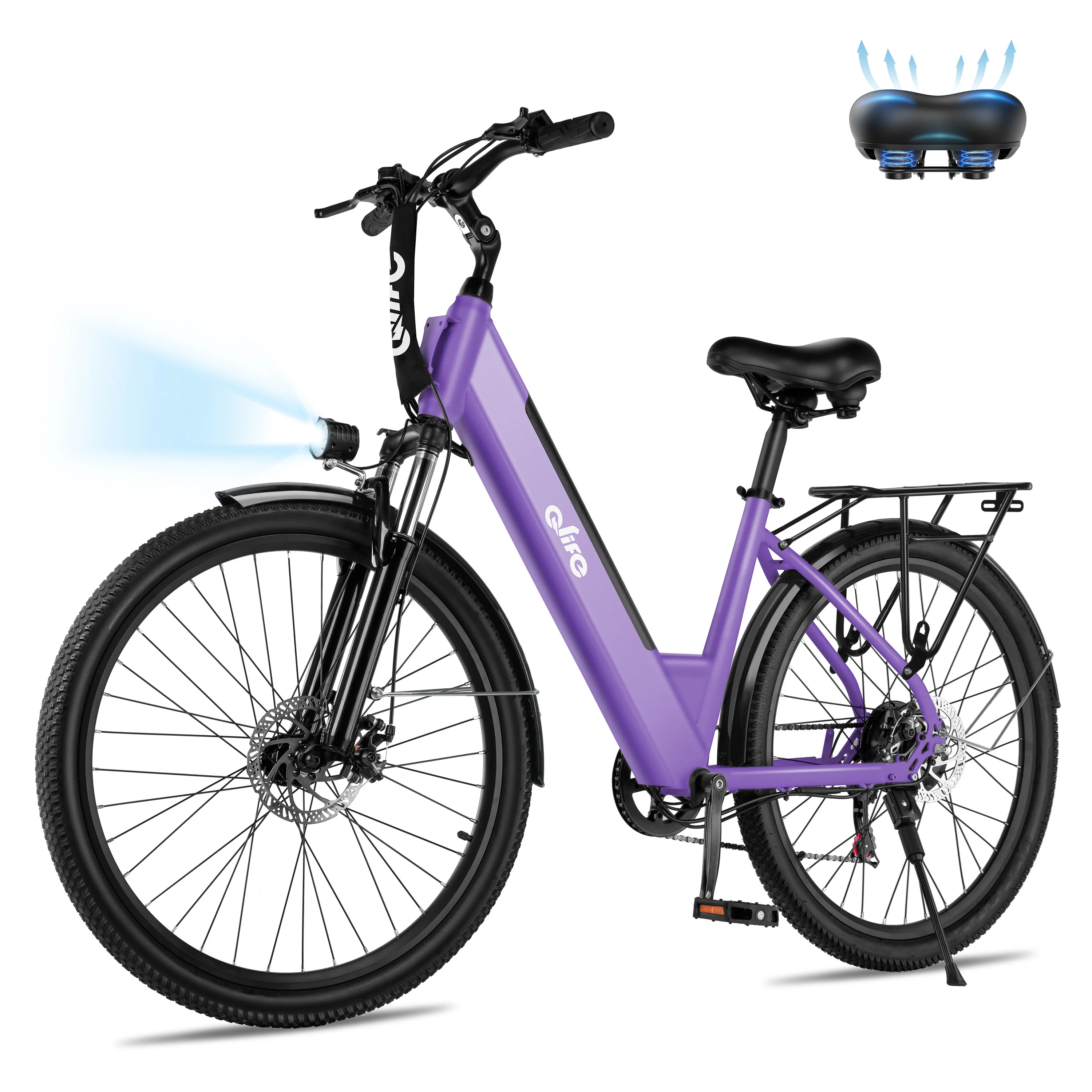 Qlife Cityone  St Electric Bike for Woman, Peak 1200W Motor 48V Battery, 25MPH 55 Miles, 26“ Step-Thru Electric Bicycle, 7-Speed Commute E-Bike image 2