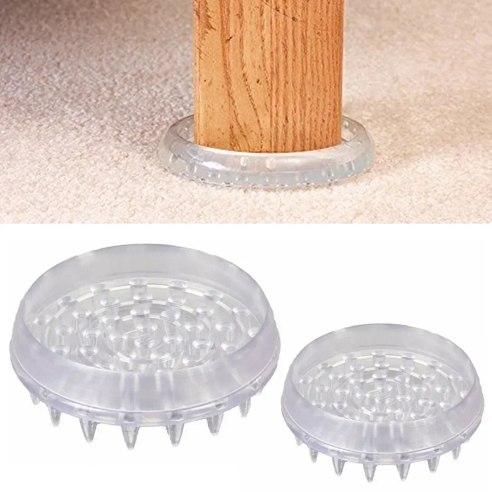 Chair Feet Cap Table Foot Pads Kitchen Stools Wear-resistant Non-Slip Round Rubber Tools Transparent Waterproof