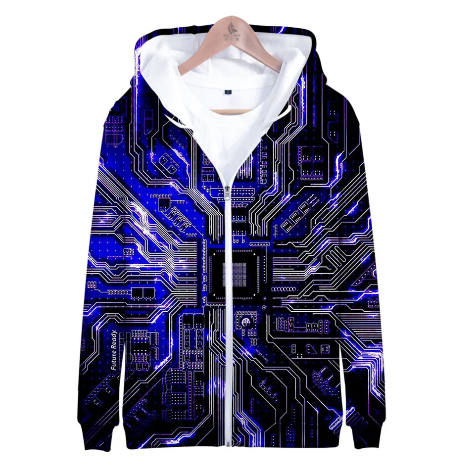

Electronic Chip 3D Printed Funny Hoodies Men Women Fashion Harajuku Sweatshirts Men/Women Hip Hop Oversized Hoodie Coat