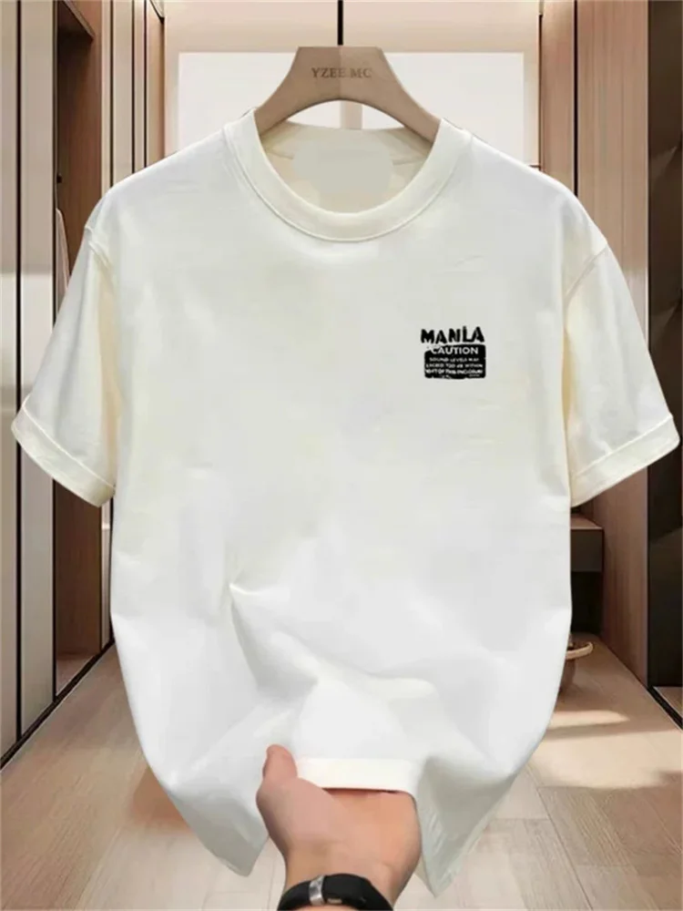 

Summer heavy cotton American ruffian handsome youth short-sleeved T-shirt men's and women's trendy brand street loose versatile