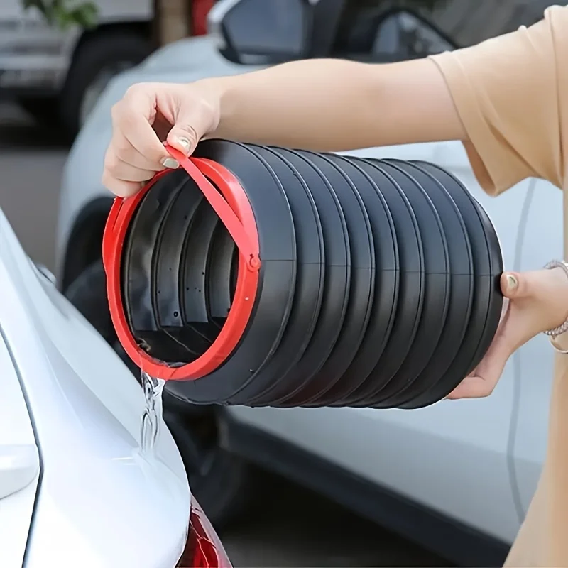 1pc Multi-Use Car Bucket, Collapsible 4L As Trash Can or Wash Pail, Space Saving, Portable for Travel, Car Interior Organizer