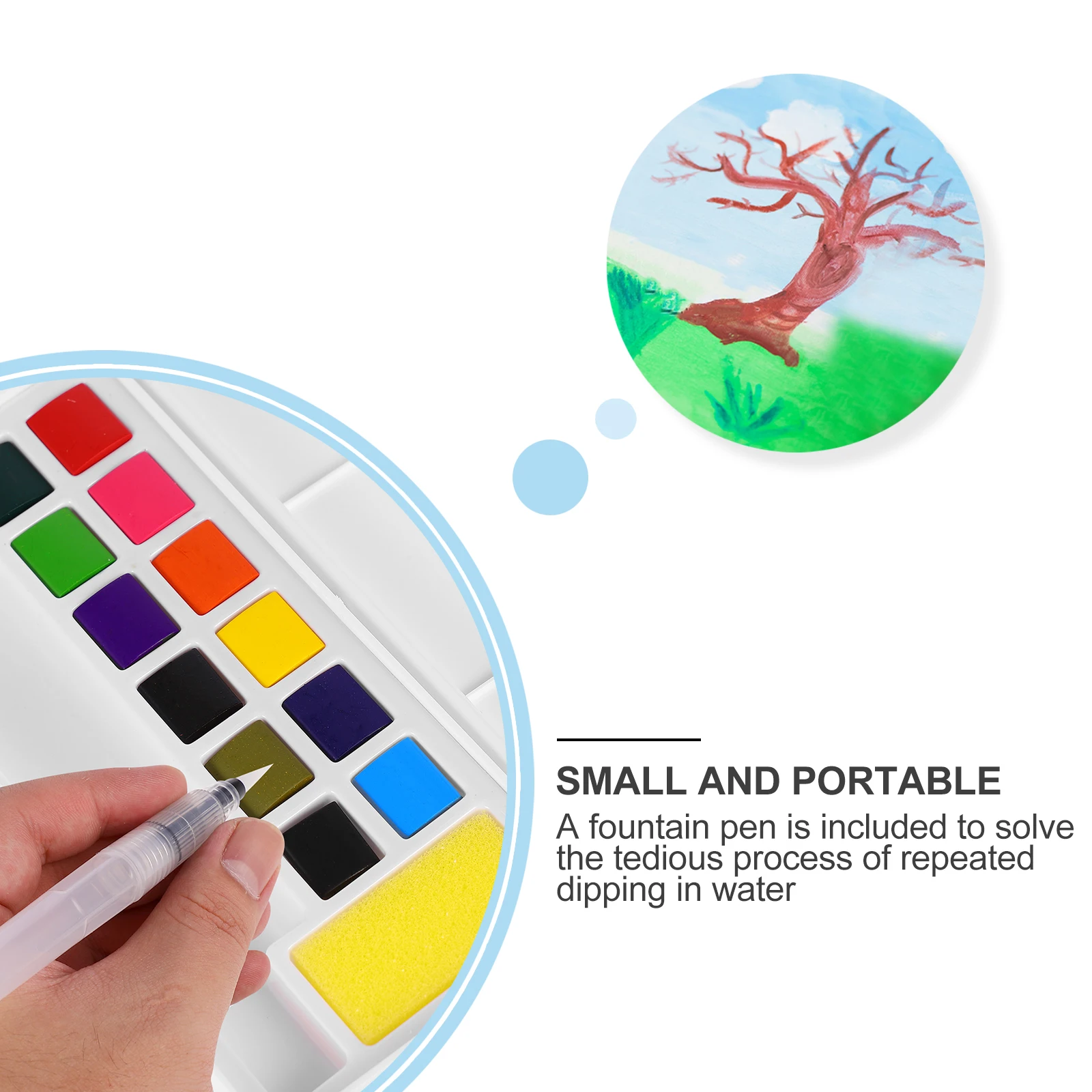 

Watercolor Paint Set Solid Pigment Fine Dissolve Premium Transparency Lightweight Compact Travel Field Sketch Art Supplies Kids