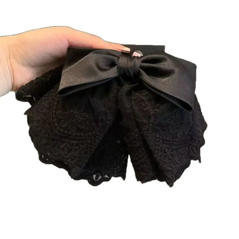 

Нежная заколка в виде акулы, украшение для волос, элегантная, красивая, французская, элегантная, в балетном стиле, заколка для волос, кружевной атласный бант, заколка для волос с хвостиком