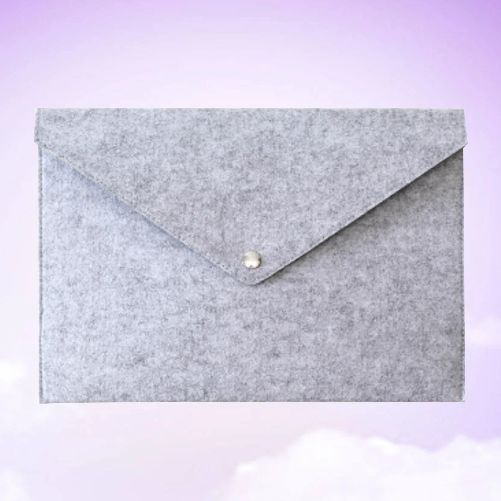 

A4 Felt File Folder Paper Organizer Document Carrier Bag With Button Storage Pouch For Office School Business Travel Dark Light