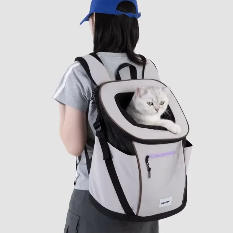 Nylon Breathable Adjustable Lightweight Foldable Portable Waterproof Windproof Large Capacity Pet Backpack with Front and