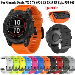 26/20/22mm Silicone QuickFit Watchband For Garmin Fenix 7X 7 7S 6X 6 6S Pro 5 5X 5S Plus Epix 955 965 Strap Smartwatch Bracelet