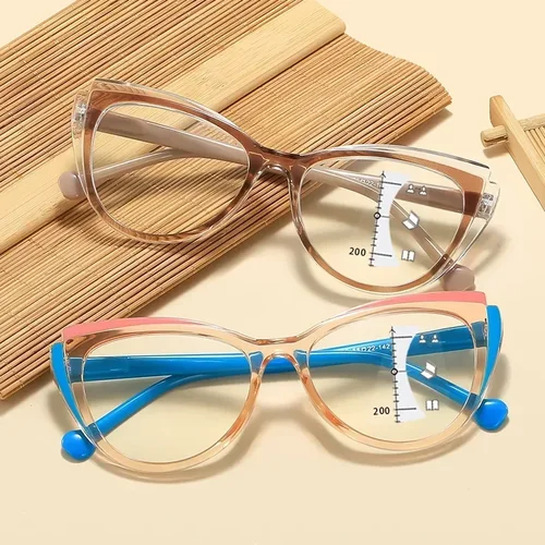 Imagen 2 del producto Gafas de lectura multifocales Vintage para hombre y mujer, gafas progresivas Unisex de alta definición, gafas elegantes para presbicia con forma de ojo de gato