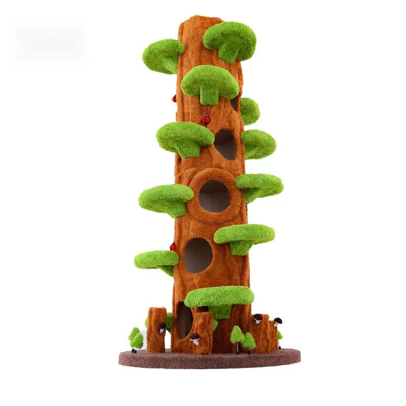Meow want  through the sky cat climbing jumping  integrated solid wood cat shelf villa nest  not occupy a tree hole