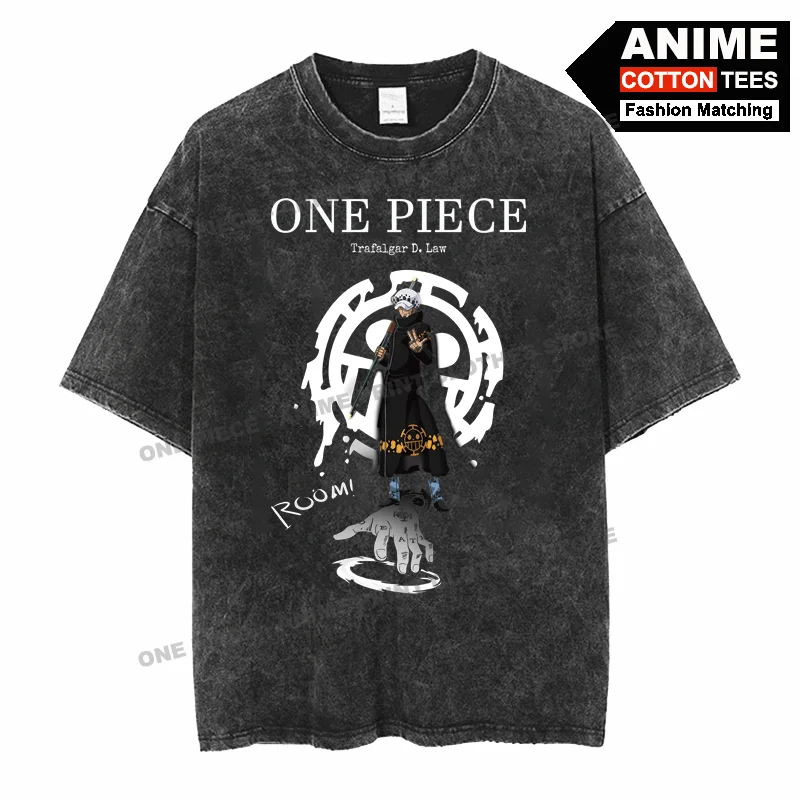 

Anime Peripheral Clothing ONE PIECE - Law · ROOM Print T Shirt Street styl Men Women Short Sleeve Retro Cotton Washed Loose Tees