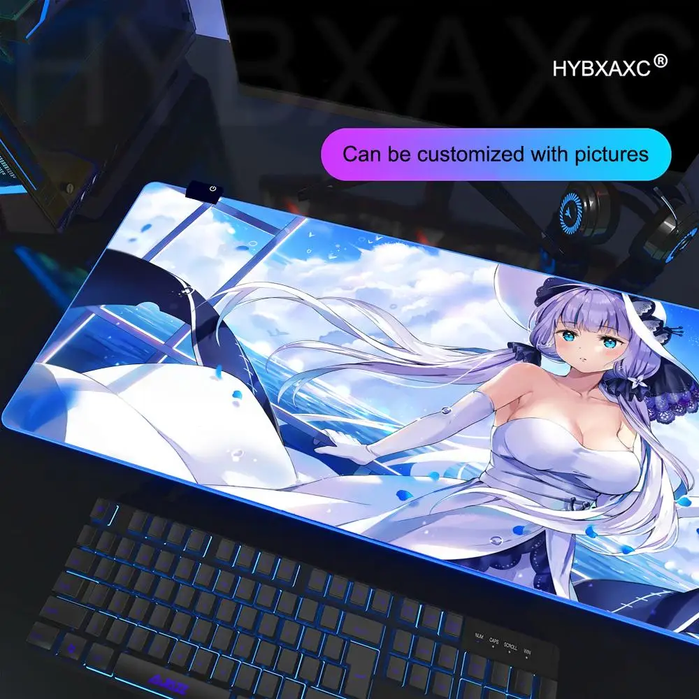 

Anime Azur Lane Mouse Pad RGB Gaming Mouse Pad Desk Mat HD Gamer Large LED Light XXL MousePads PC Computer Carpet