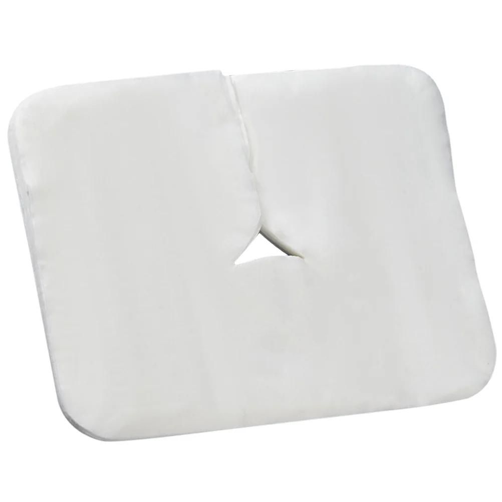 100Pcs Sarung Bantal Pijat Sekali Pakai Bahan Nonwoven Lembut dan Bernapas, Alas Sandaran Kepala untuk Spa Salon, Penutup Tempat Tidur Pijat dengan Lubang