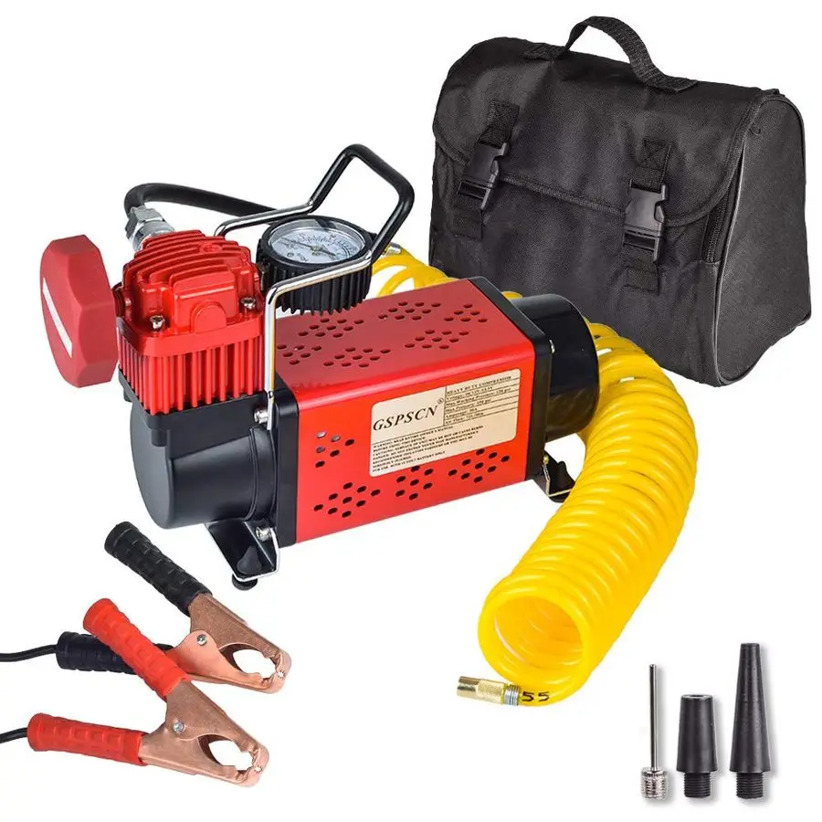

Portable 12V Air Compressor Pump, 150PSI Red Tire Inflator, Heavy Duty Auto Air Pump,for Car, Truck, RV, ATV, Bike,Balls,Lawn Mo
