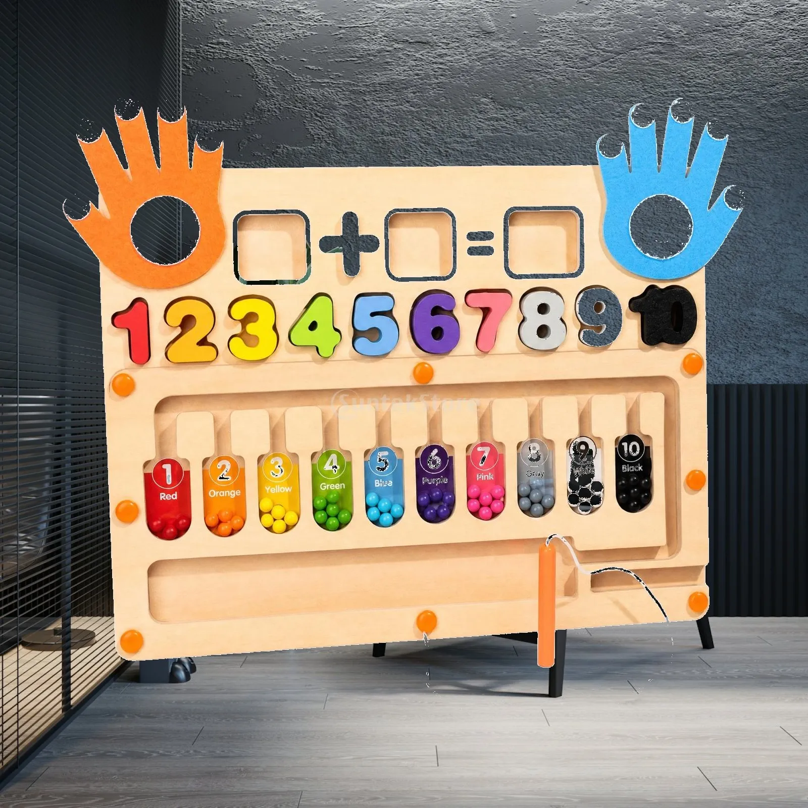 Finger Arithmetic Maze Board Hands-on Preschool Math Maze with Stylus Counting Game with Beads Tactile Fine Motor Skill Toy